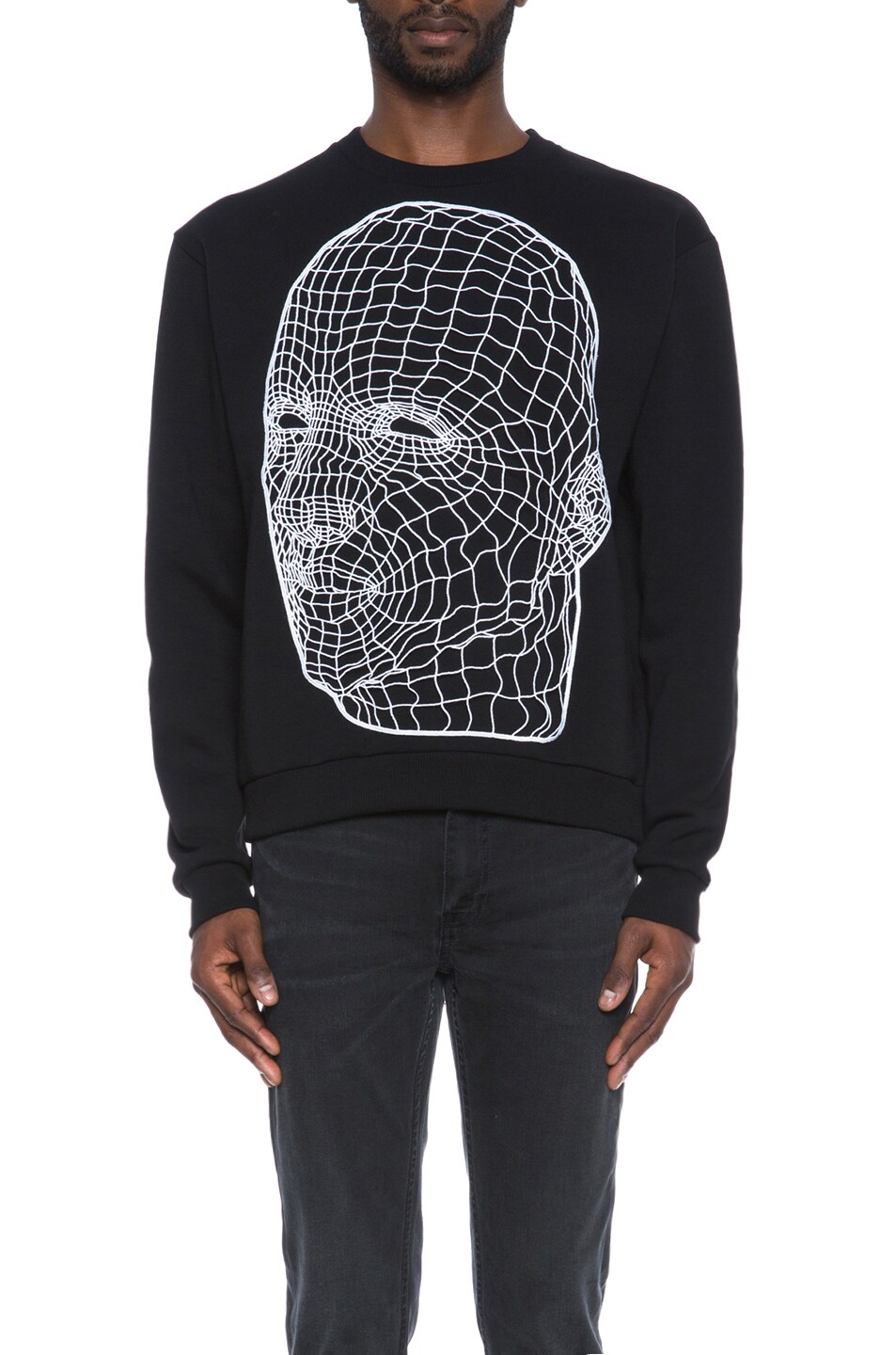 Image 1 of Christopher Kane Digital Head Motif Cotton Sweatshirt in Black