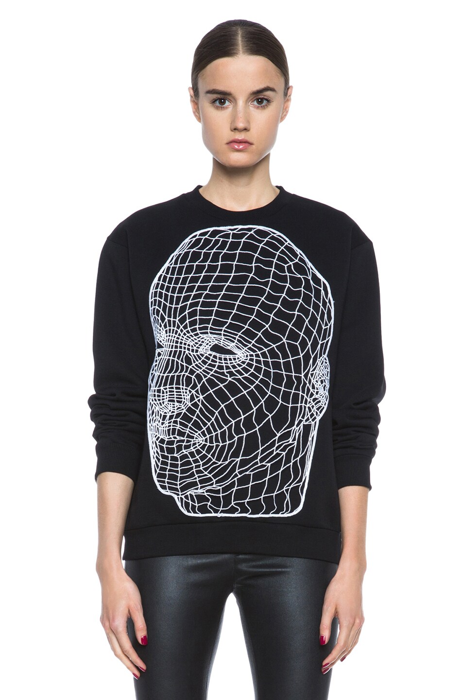 Image 1 of Christopher Kane Digital Head Motif Cotton Sweatshirt in Black