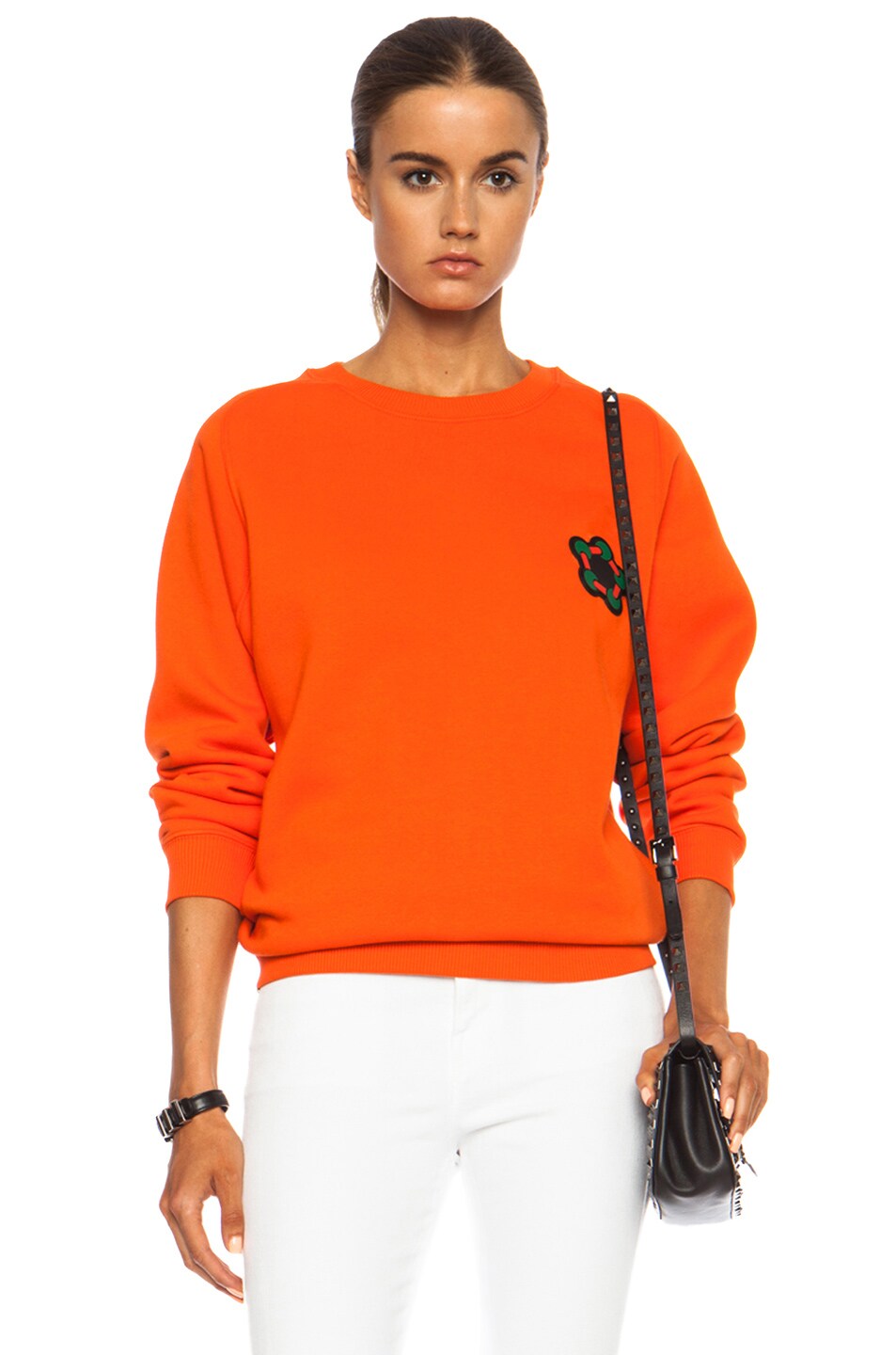 Image 1 of Christopher Kane Cotton-Blend Sweatshirt with Rubber Patch in Orange