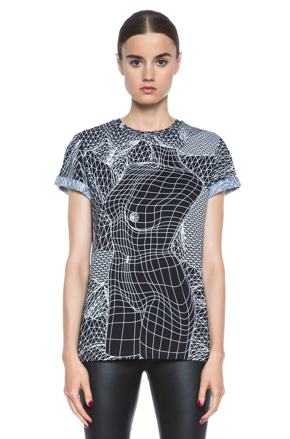 Image 1 of Christopher Kane Landscape & Female Nude Cotton Tee in Black