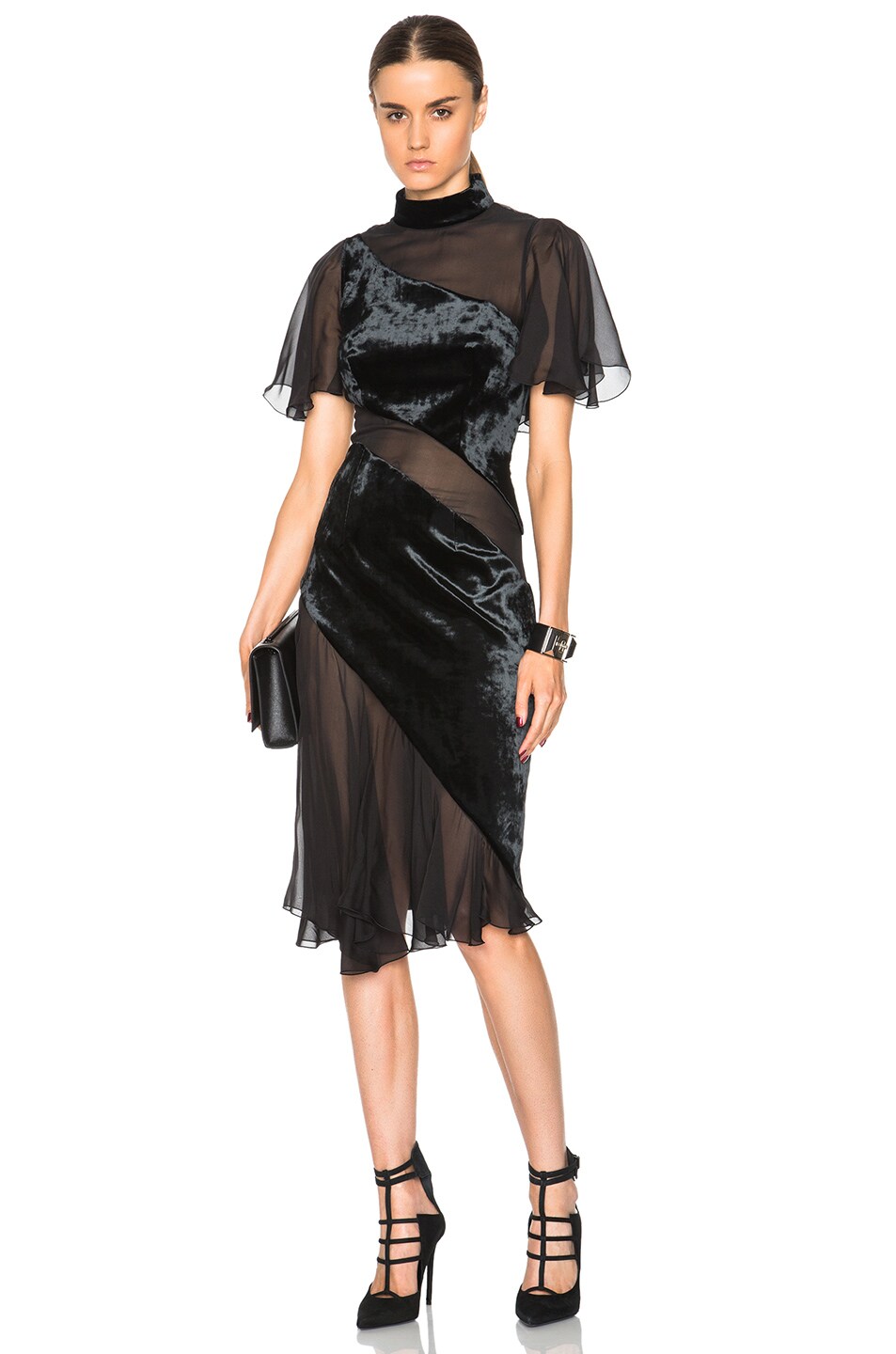 Image 1 of Christopher Kane Flounce Velvet Dress in Black