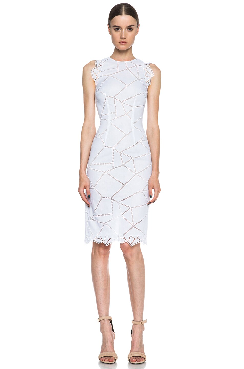 Image 1 of Christopher Kane Cotton Broderie Slim Dress in White