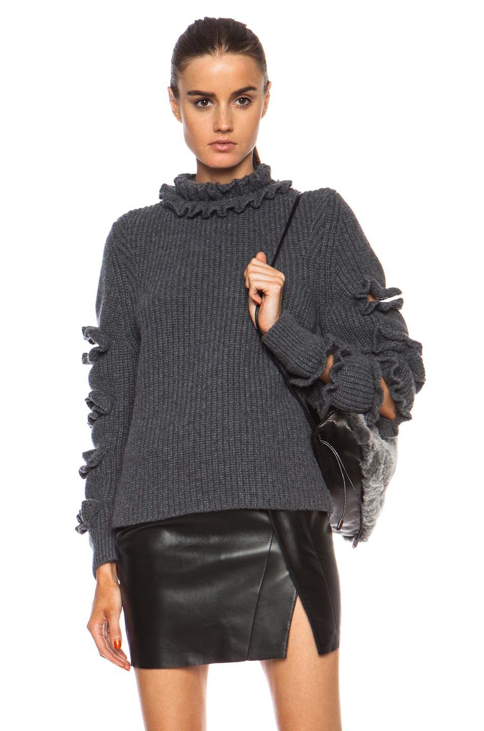 Image 1 of Christopher Kane Frill Chunky Knit Jumper in Grey