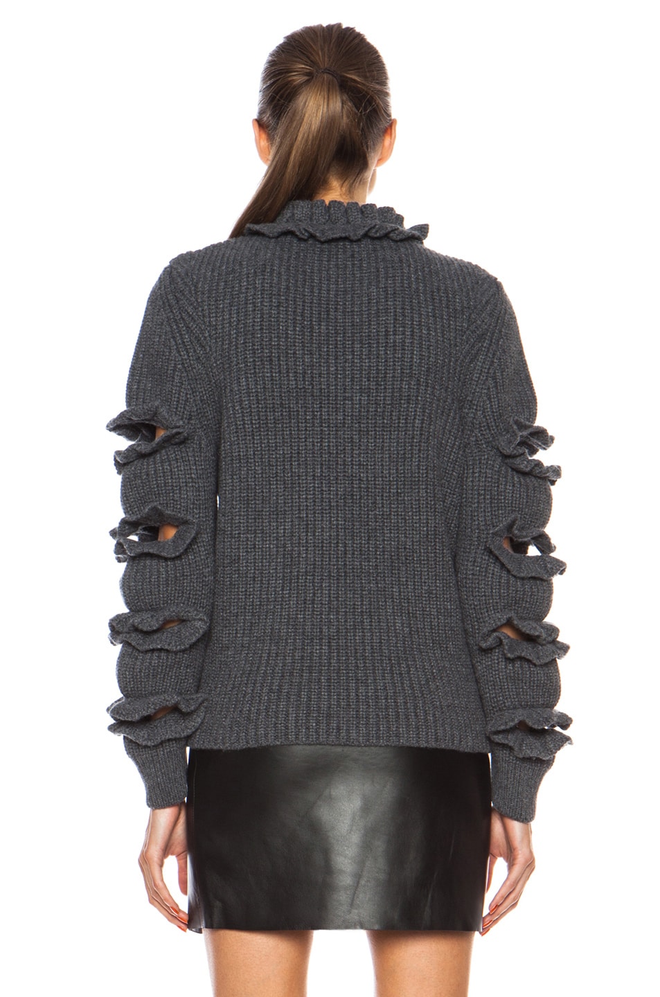 Christopher Kane Frill Chunky Knit Jumper in Grey | FWRD