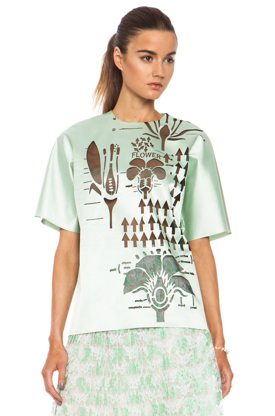 Image 1 of Christopher Kane Laser Cut Ingredients Poly Top in Mint