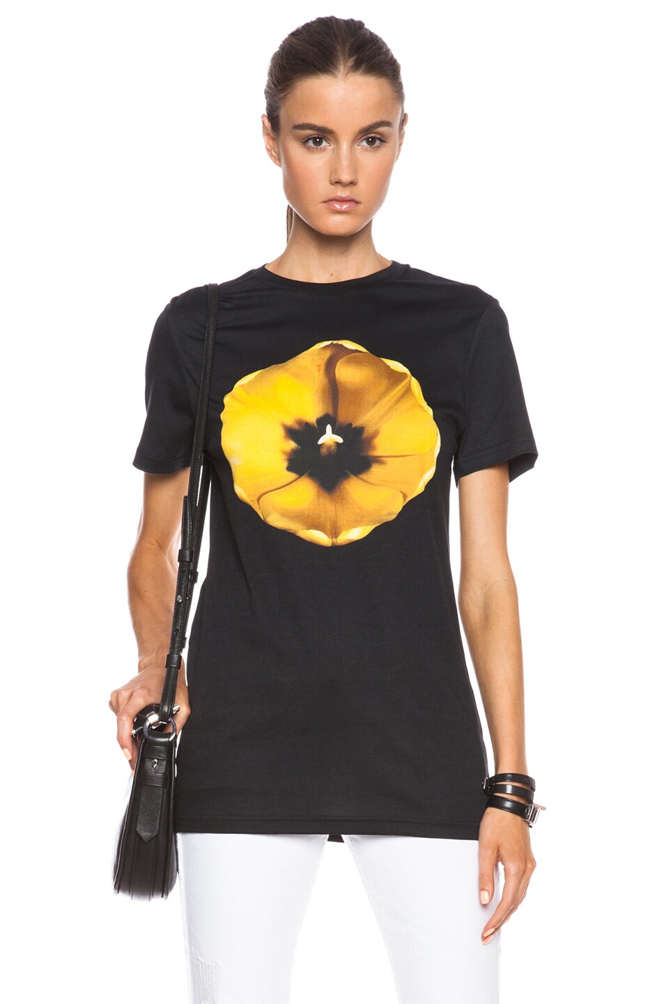 Image 1 of Christopher Kane Abstract Metal Rose Tee in Black
