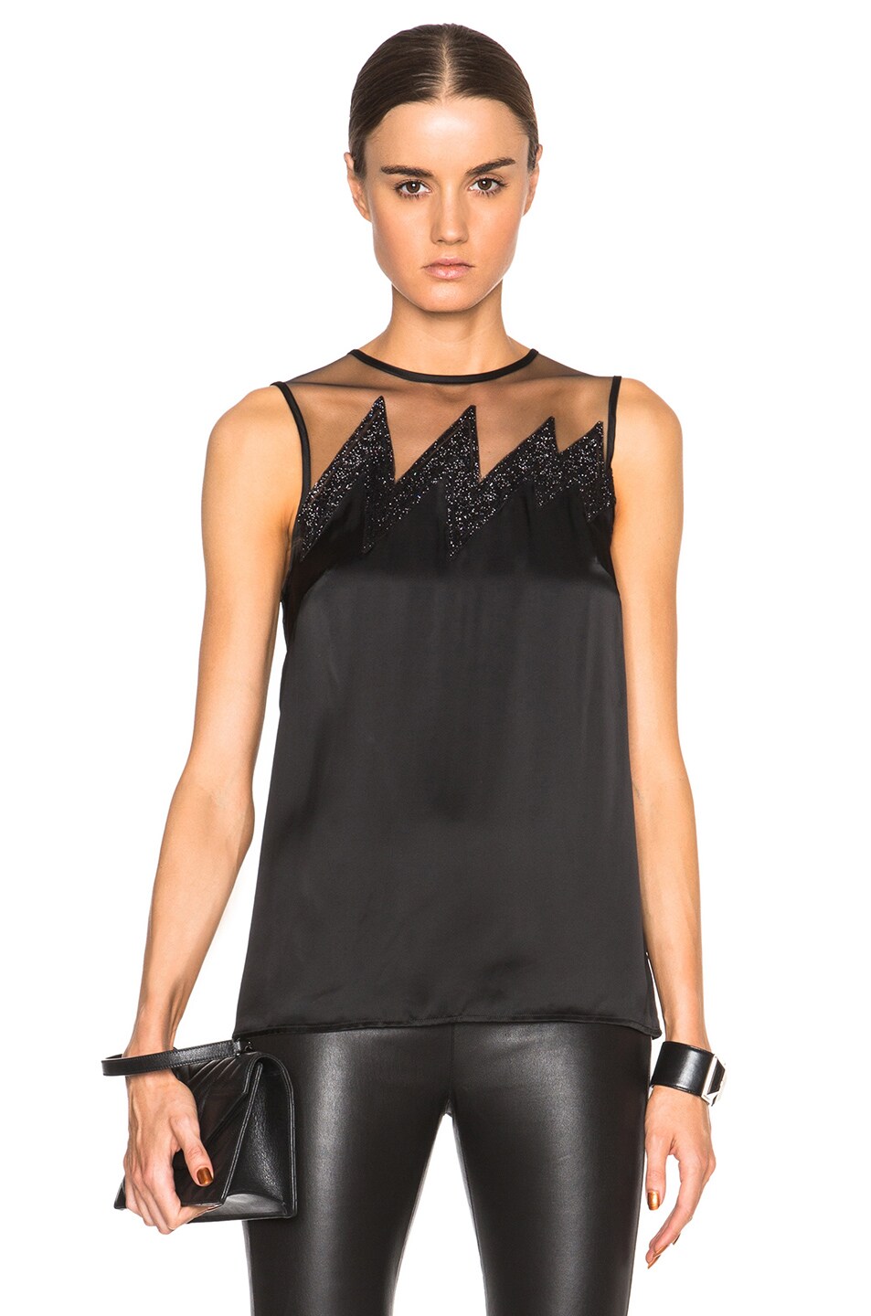 Image 1 of Christopher Kane Tank Top with Glitter Lightning in Black