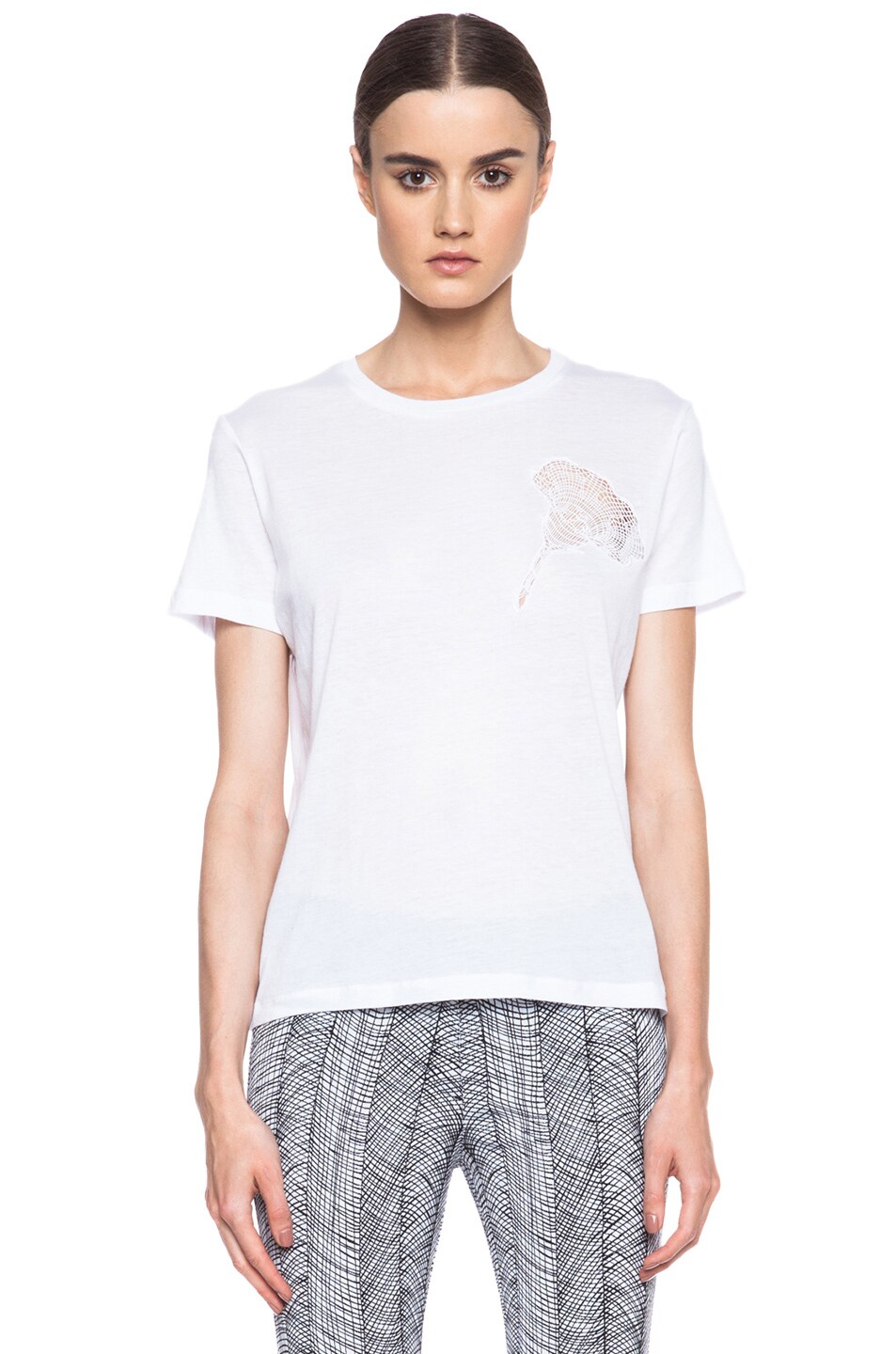 Image 1 of Christopher Kane Flower Motif Cotton-Blend T-Shirt in White