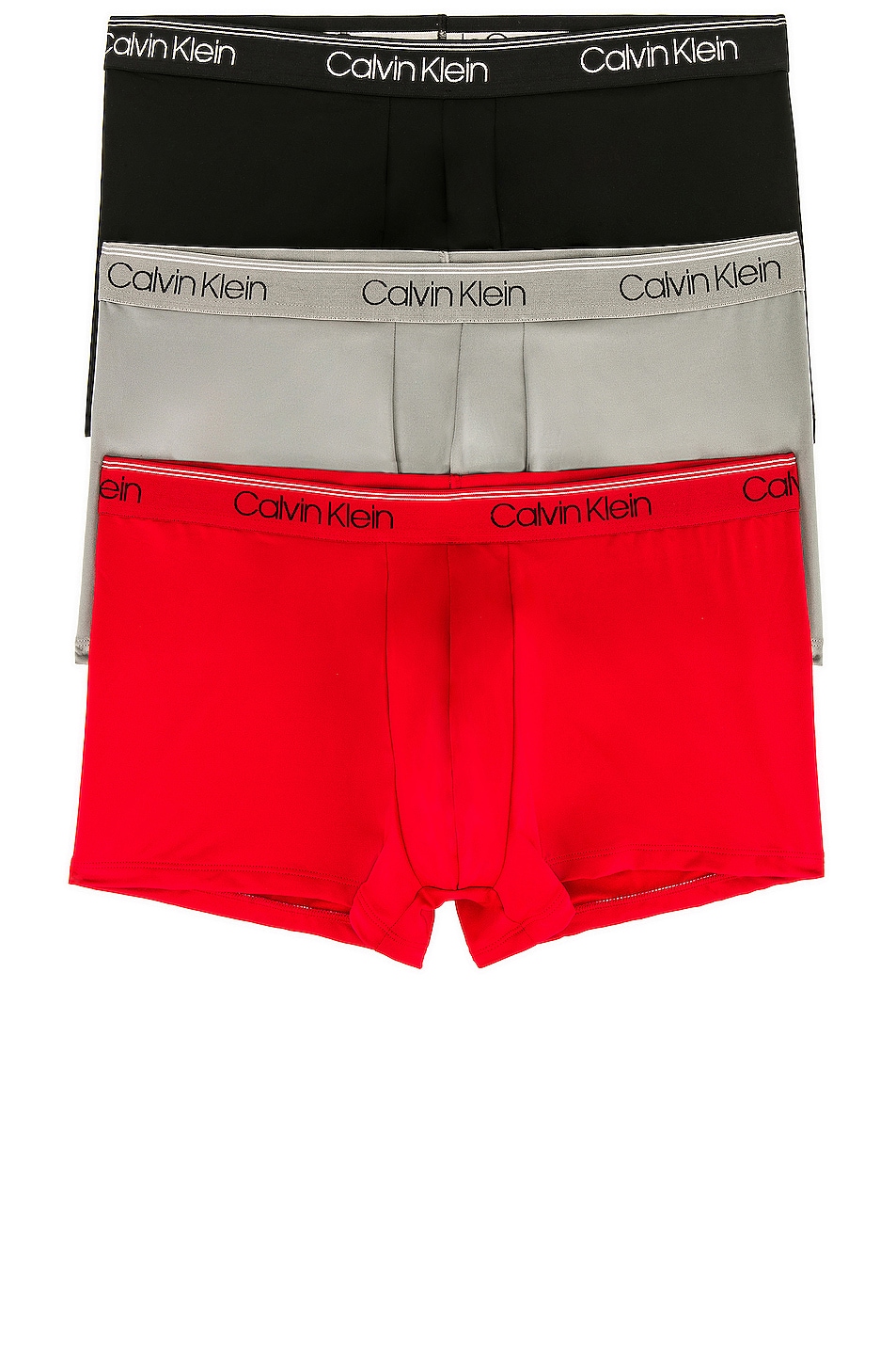 Image 1 of Calvin Klein Underwear Calvin Klein Low Rise Trunk 3 Piece Set in Black, Convoy, & Red Gala