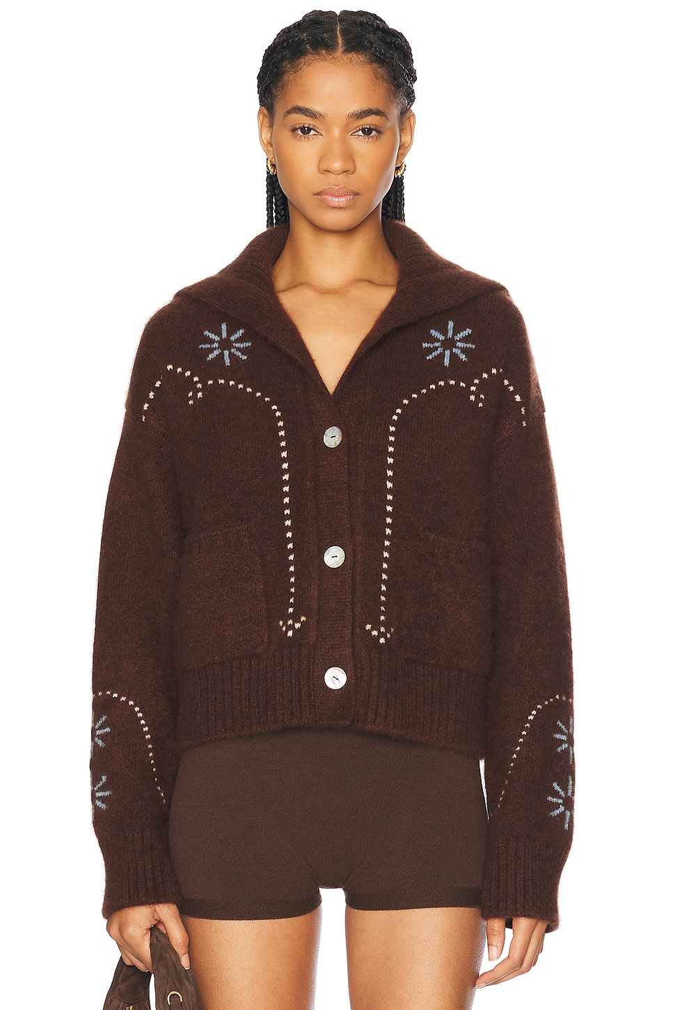 Cashmere Western Cardigan in Chocolate