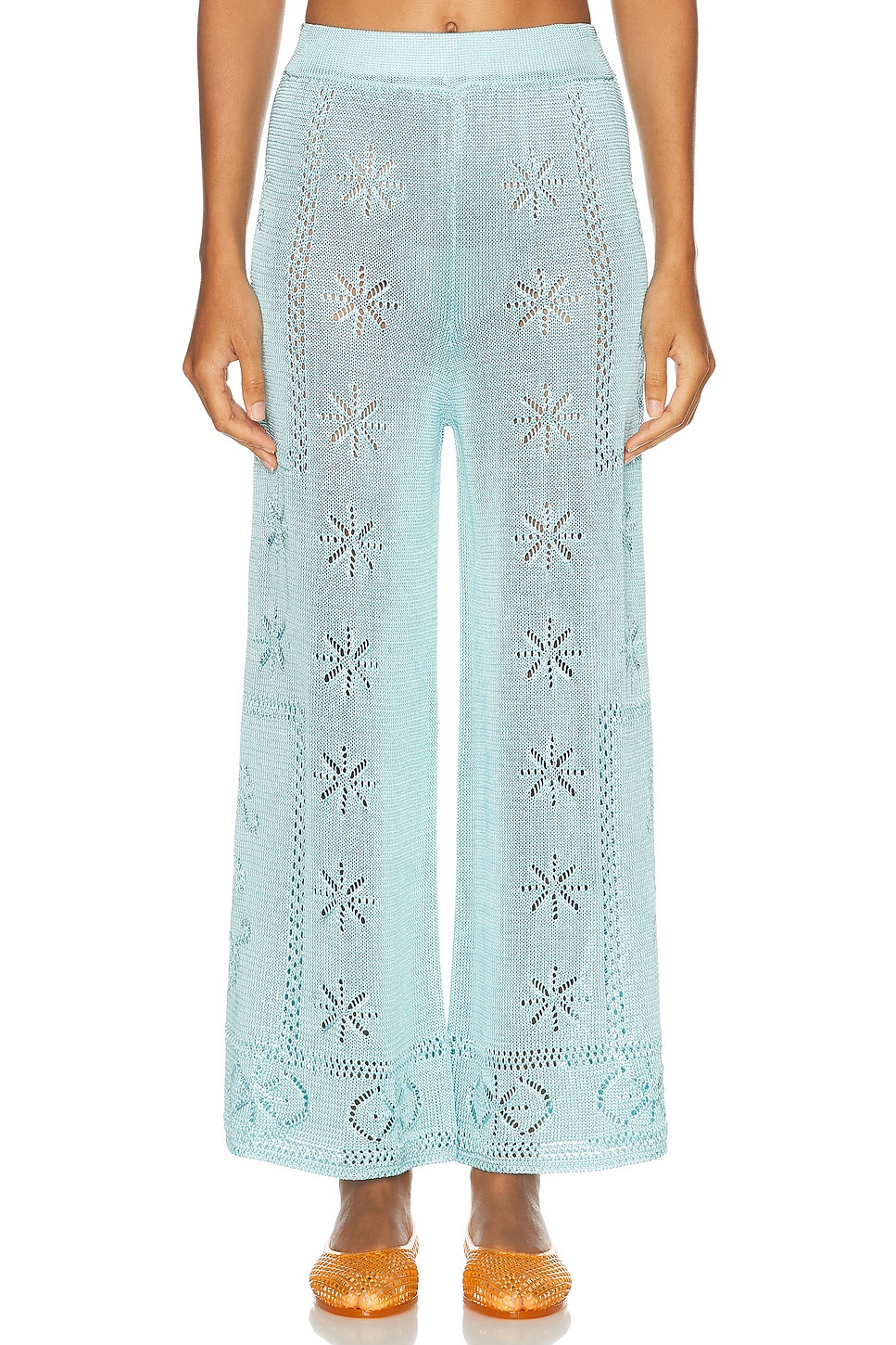 Shop Calle Del Mar Pointelle Pant In Summer Sky