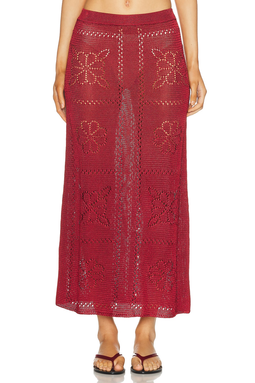 Image 1 of Calle Del Mar Floral Tile Skirt in Oxblood