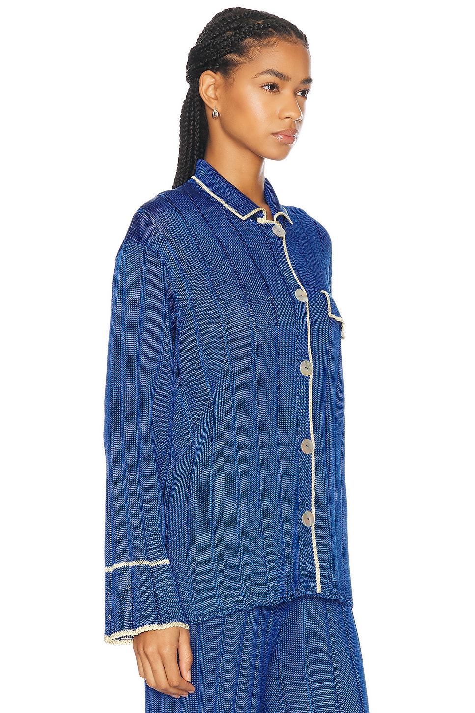 Wide Rib Long Sleeve Pajama Shirt - Thumbnail 3
