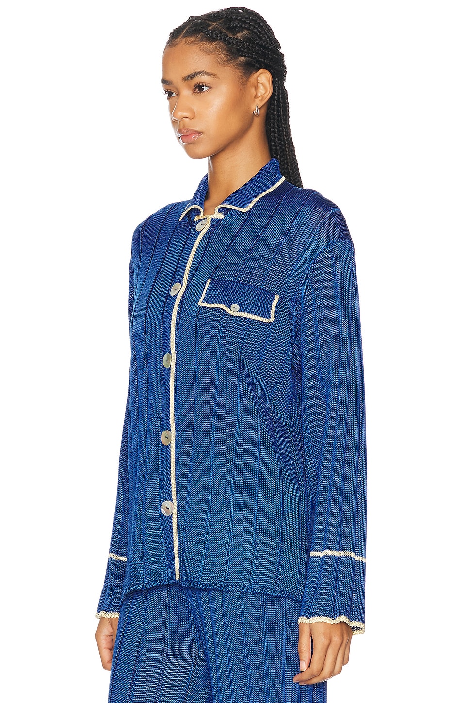 Wide Rib Long Sleeve Pajama Shirt - Thumbnail 4