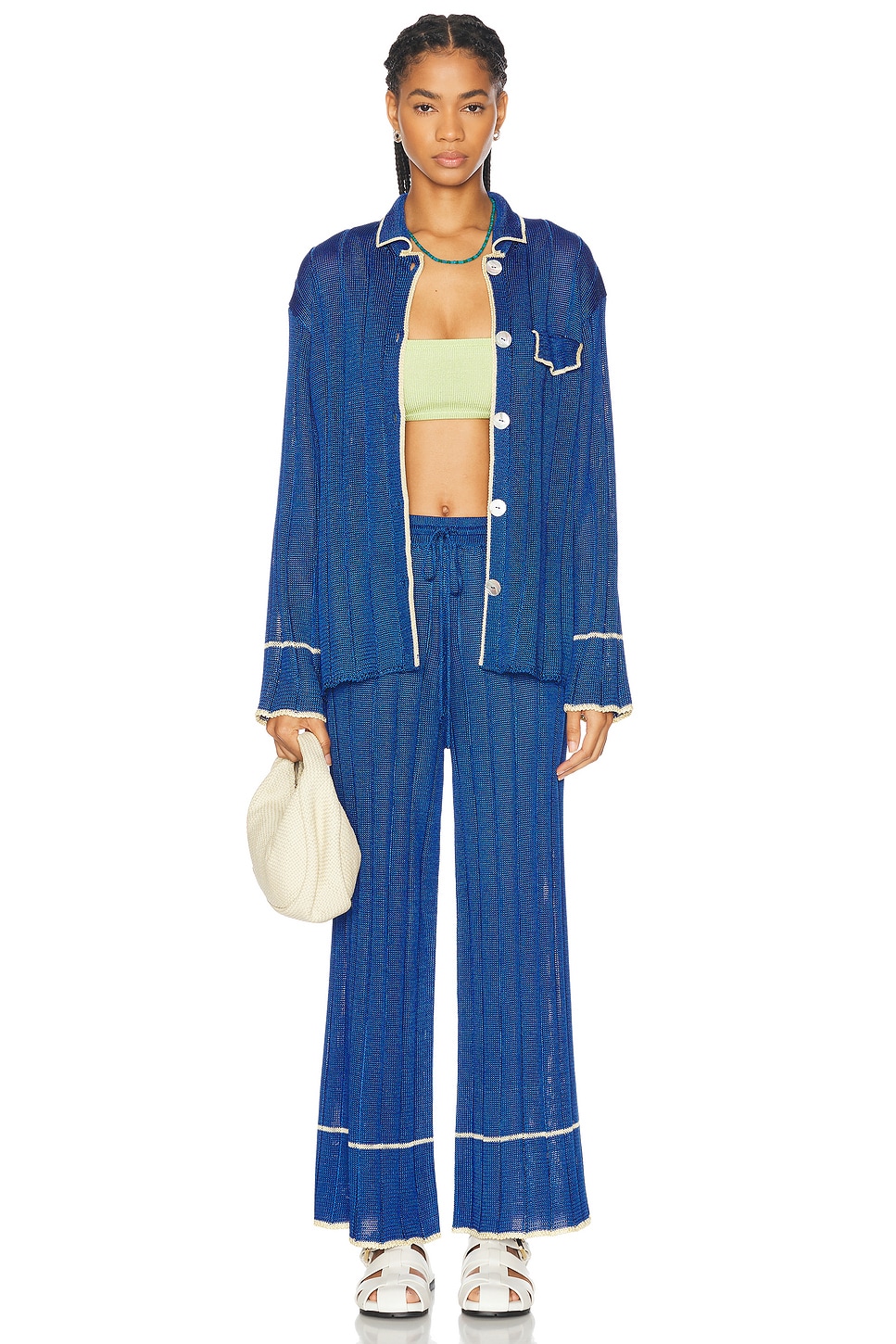 Wide Rib Long Sleeve Pajama Shirt - Thumbnail 6