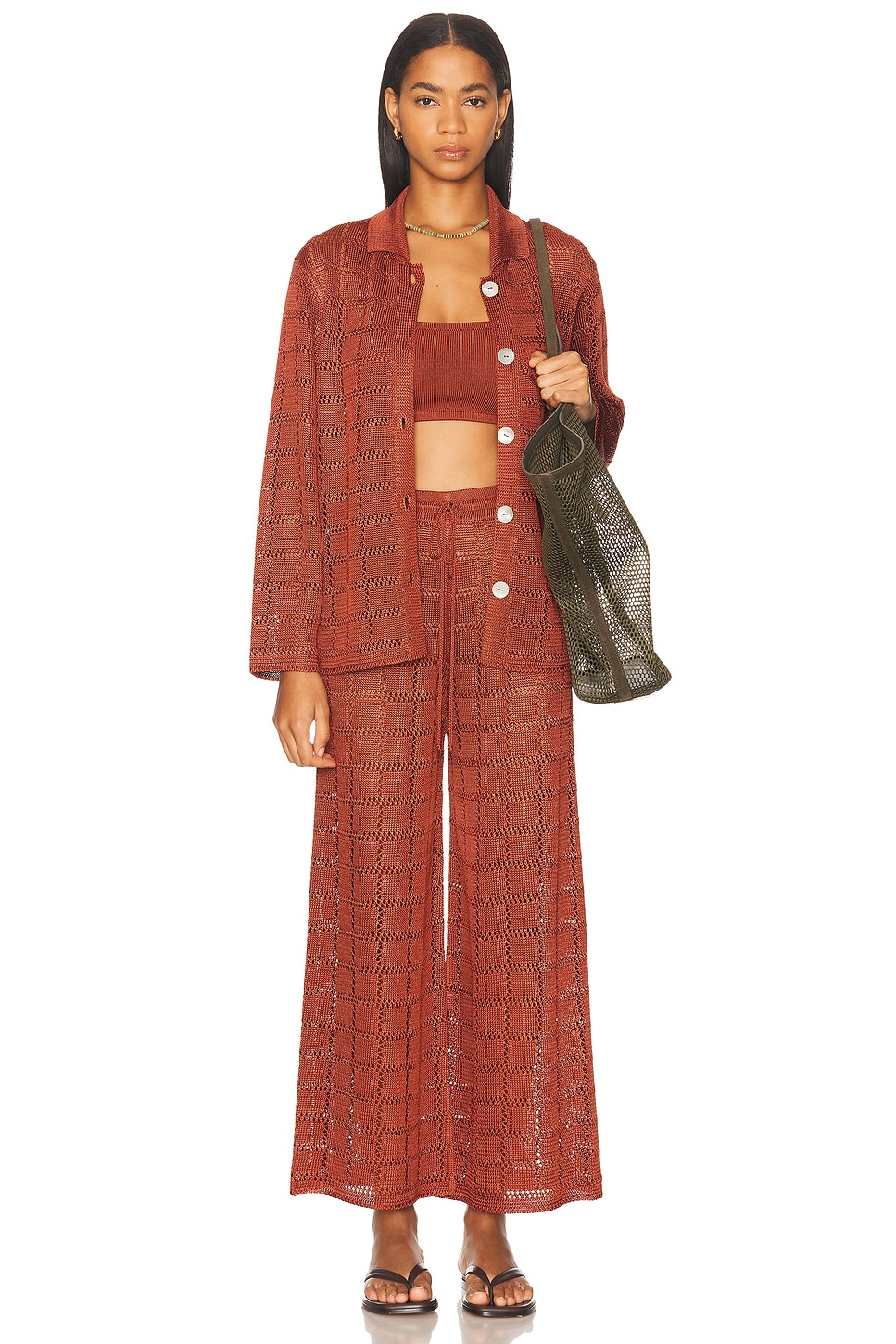 Image 4 of Calle Del Mar Long Sleeve Patchwork Shirt in Clay