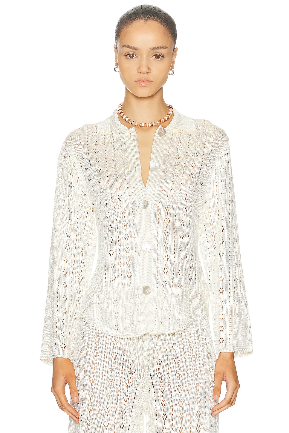 Image 1 of Calle Del Mar Tailored Eyelet Shirt in Natural