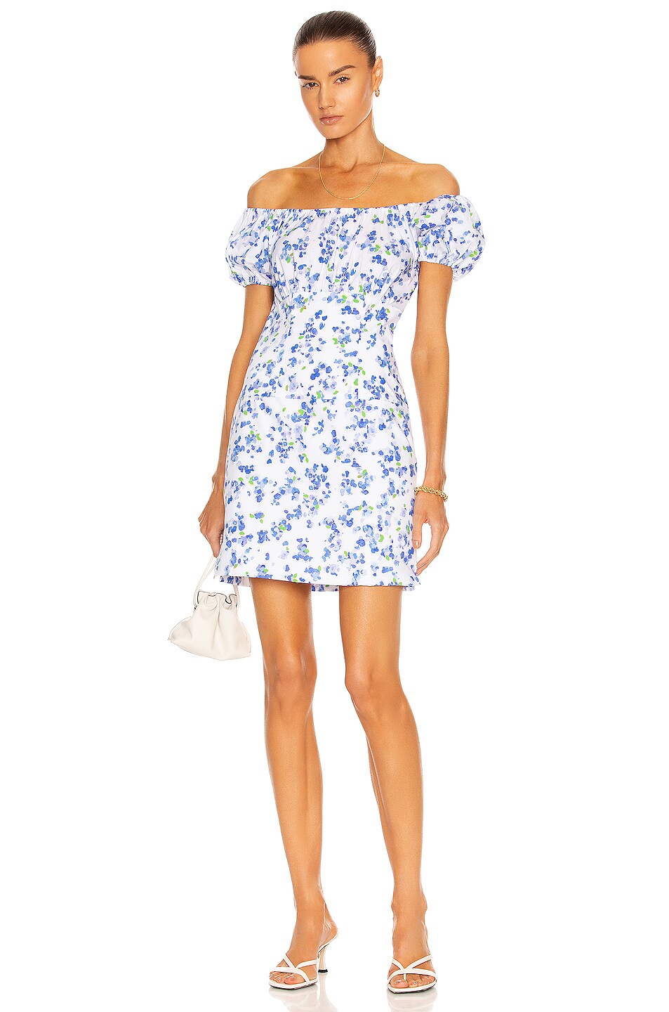 Image 1 of CAROLINE CONSTAS Calla Mini Dress in Blue Abstract Blossom