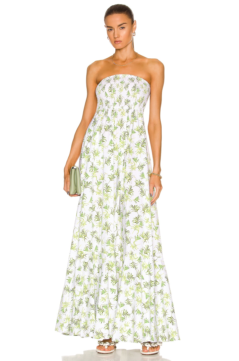 Image 1 of CAROLINE CONSTAS Haisley Maxi Dress in White All Over Palm