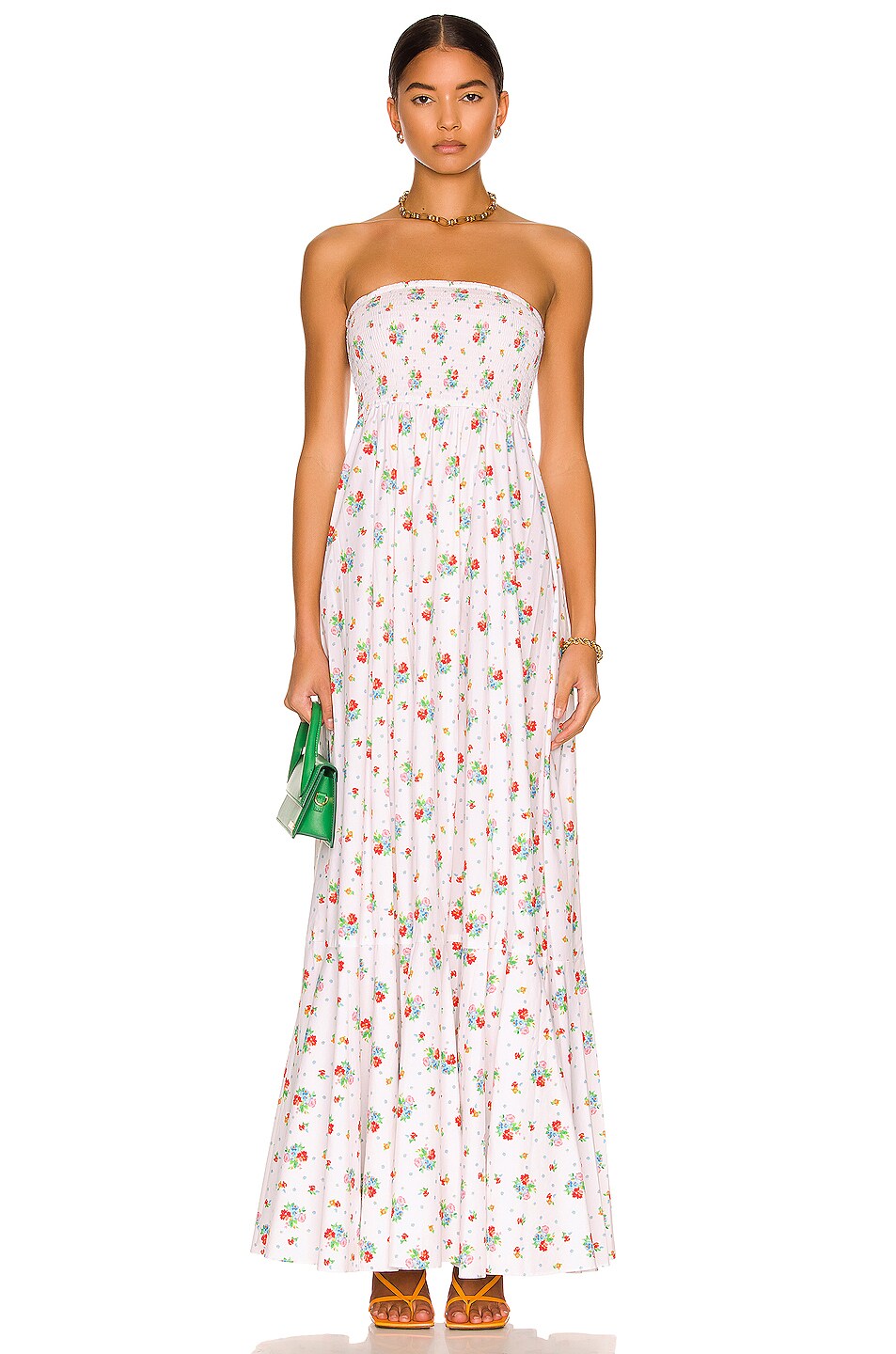 Image 1 of CAROLINE CONSTAS Haisley Maxi Dress in White Spot Floral