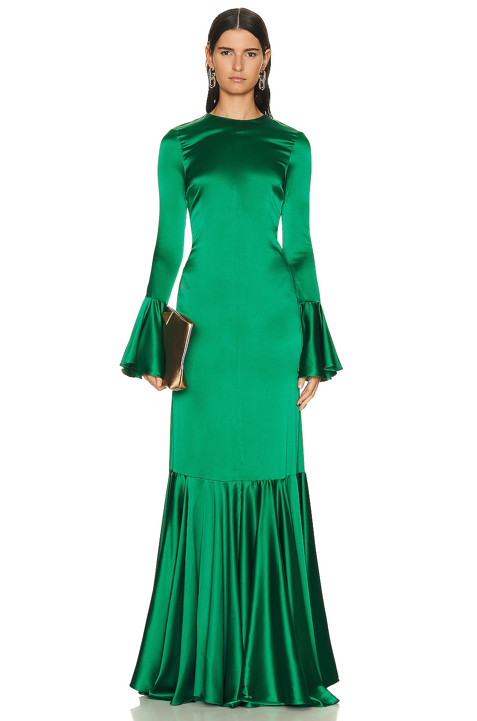 CAROLINE CONSTAS Allonia Gown in Emerald | FWRD