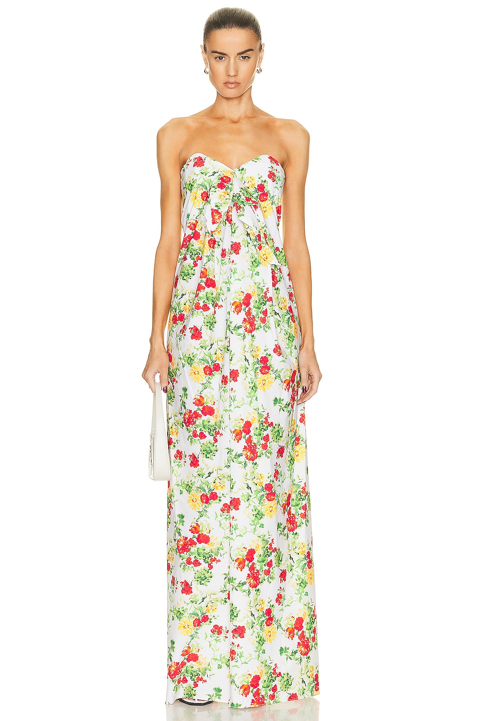 Image 1 of CAROLINE CONSTAS Kaia Gown in Yellow Red Blanc Floral