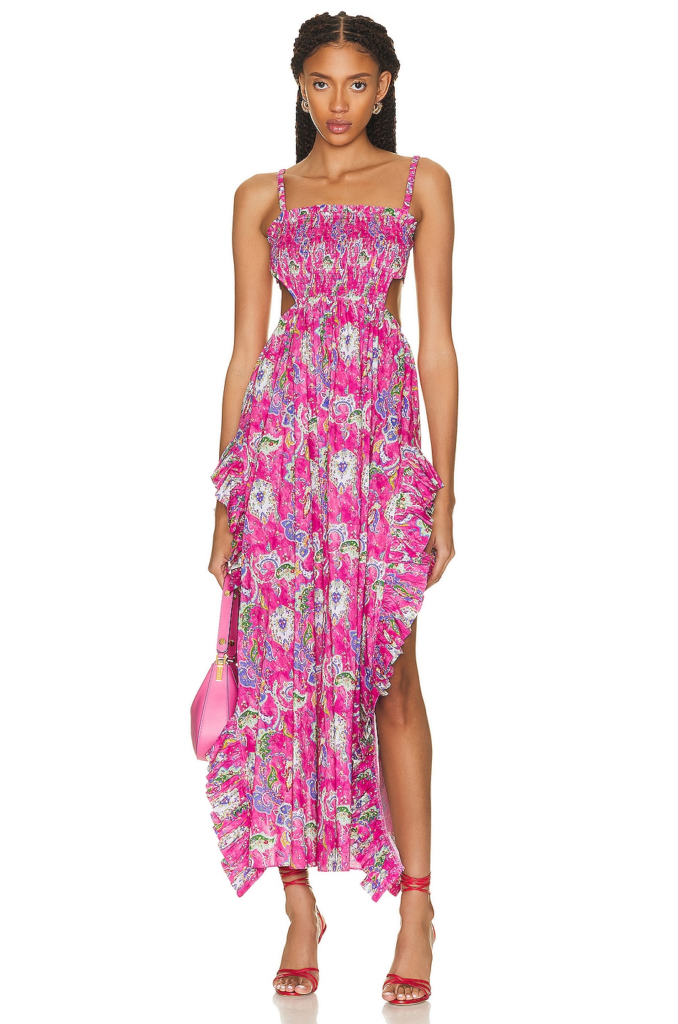 Image 1 of CAROLINE CONSTAS Margo Gown in Pink Enchanted Paisley