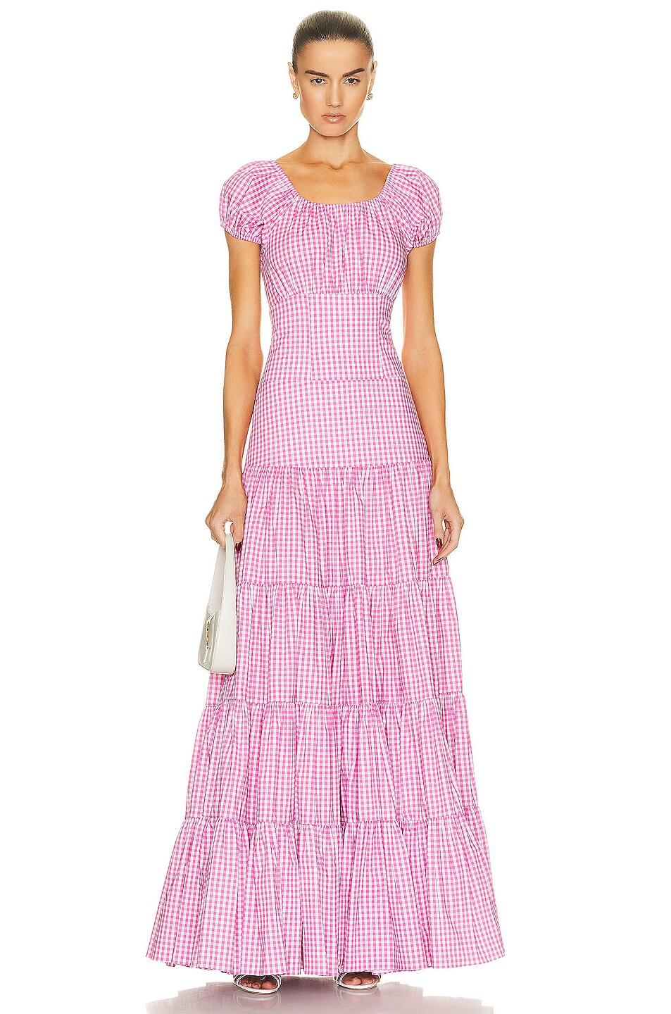 Image 1 of CAROLINE CONSTAS Larissa Maxi Dress in Pink Gingham