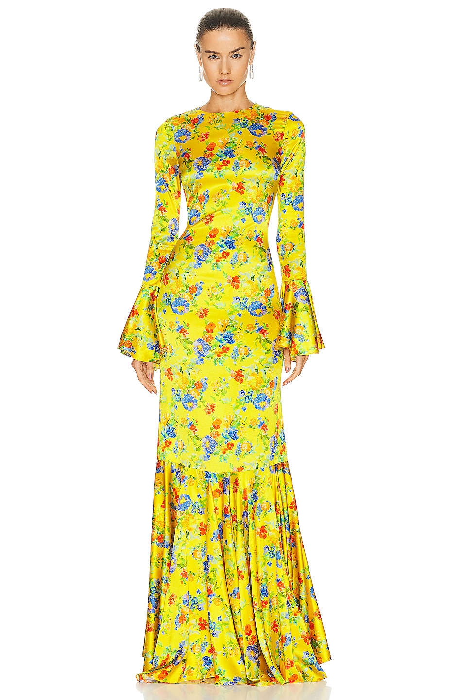 Image 1 of CAROLINE CONSTAS Allonia Gown in Yellow Radiant Floral