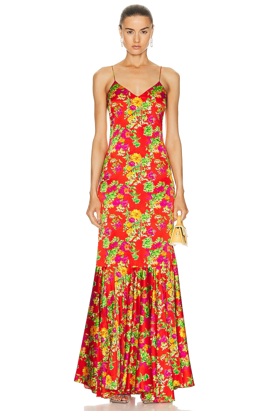 Image 1 of CAROLINE CONSTAS Morgana Gown in Red Radiant Floral