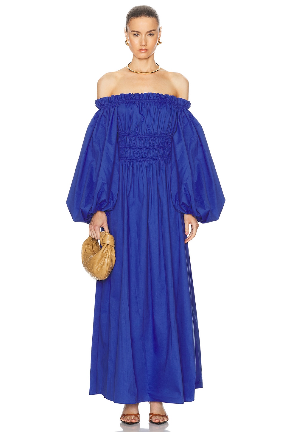 Image 1 of CAROLINE CONSTAS Raquela Off Shoulder Dress in Azure