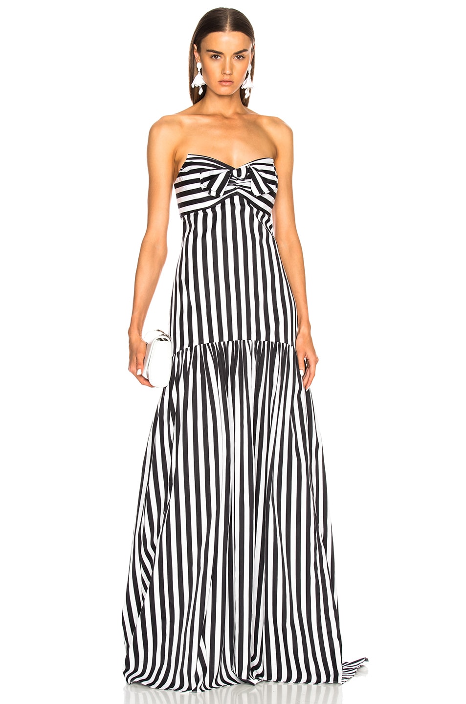 Image 1 of CAROLINE CONSTAS Strapless Maxi Dress in Black & White