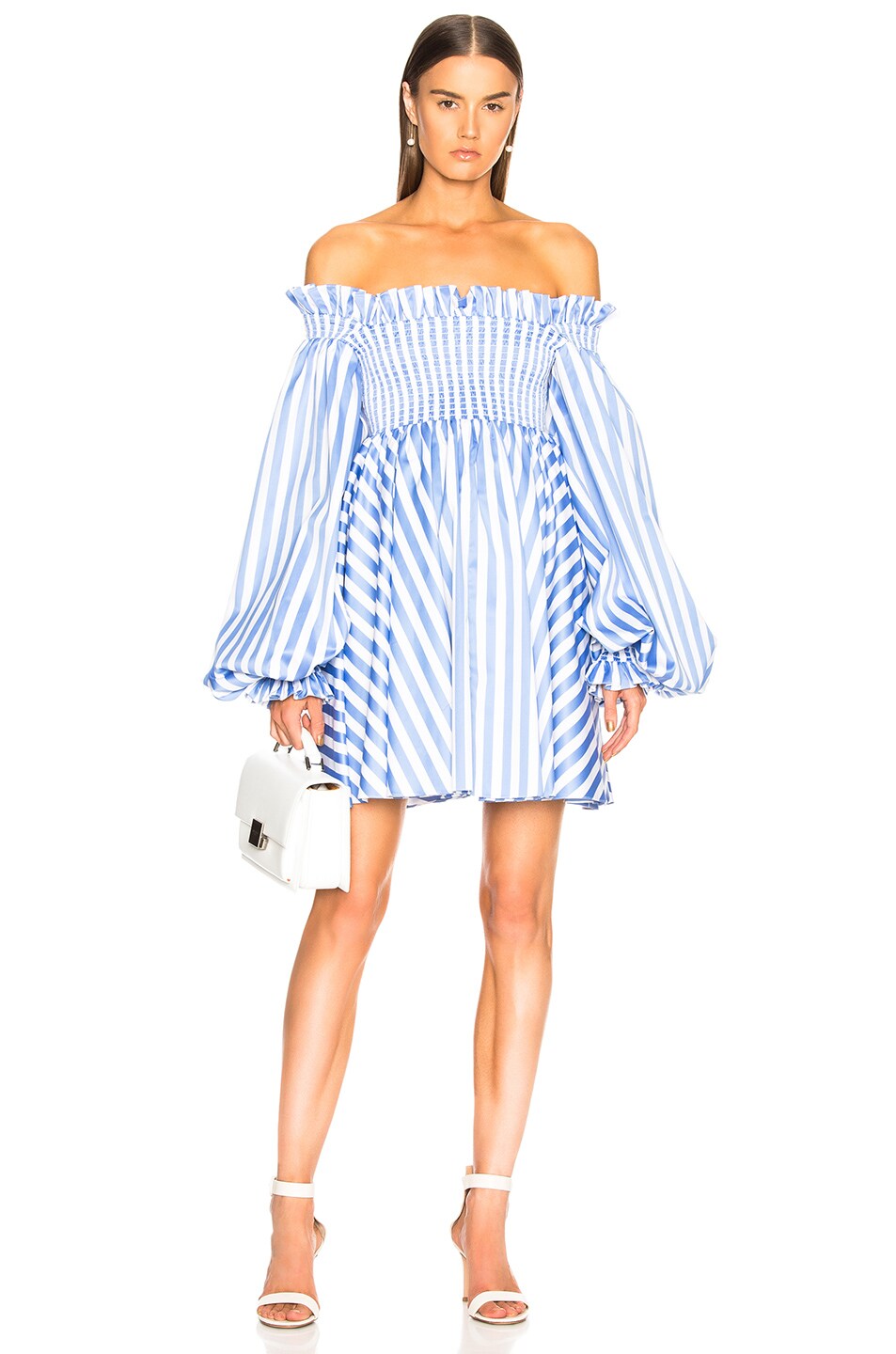 Image 1 of CAROLINE CONSTAS Kora Dress in Blue & White