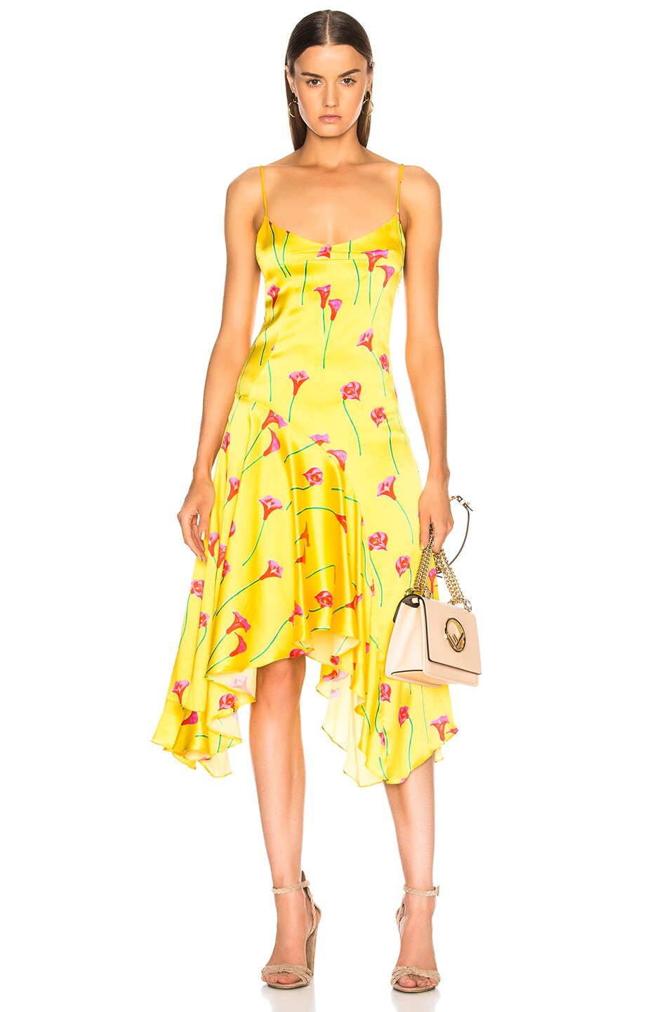 Image 1 of CAROLINE CONSTAS Marie Slip Dress in Yellow