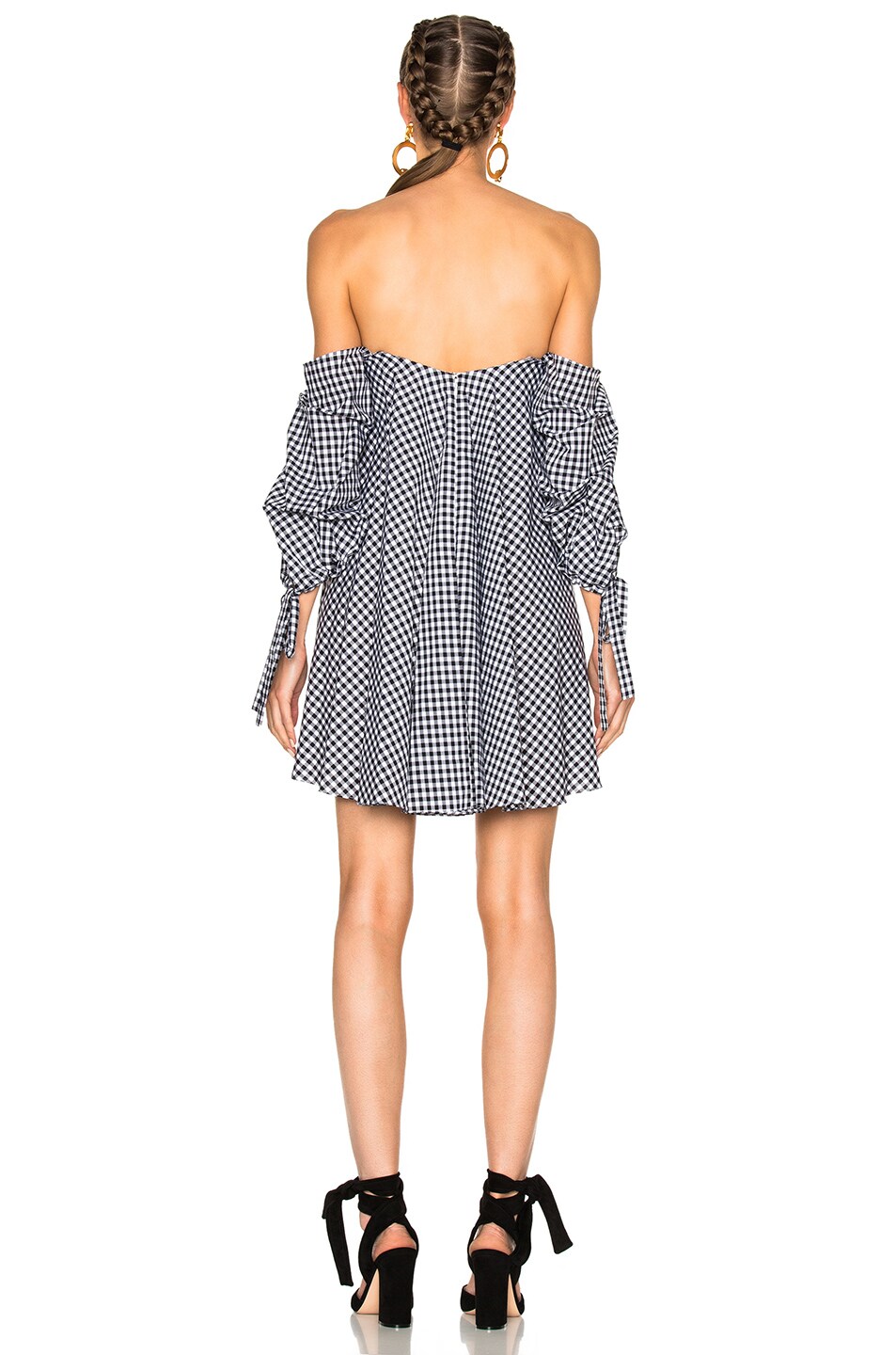 CAROLINE CONSTAS CAROLINE CONSTAS FOR FWRD GABRIELLA DRESS IN BLACK,CHECKERED & PLAID,WHITE