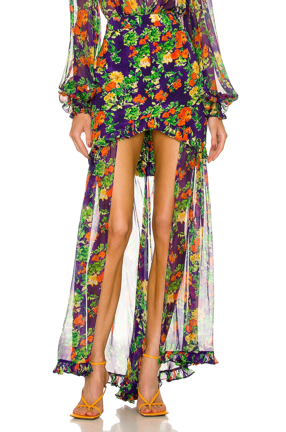 Image 1 of CAROLINE CONSTAS Adrienne Skirt in Navy Summer Floral