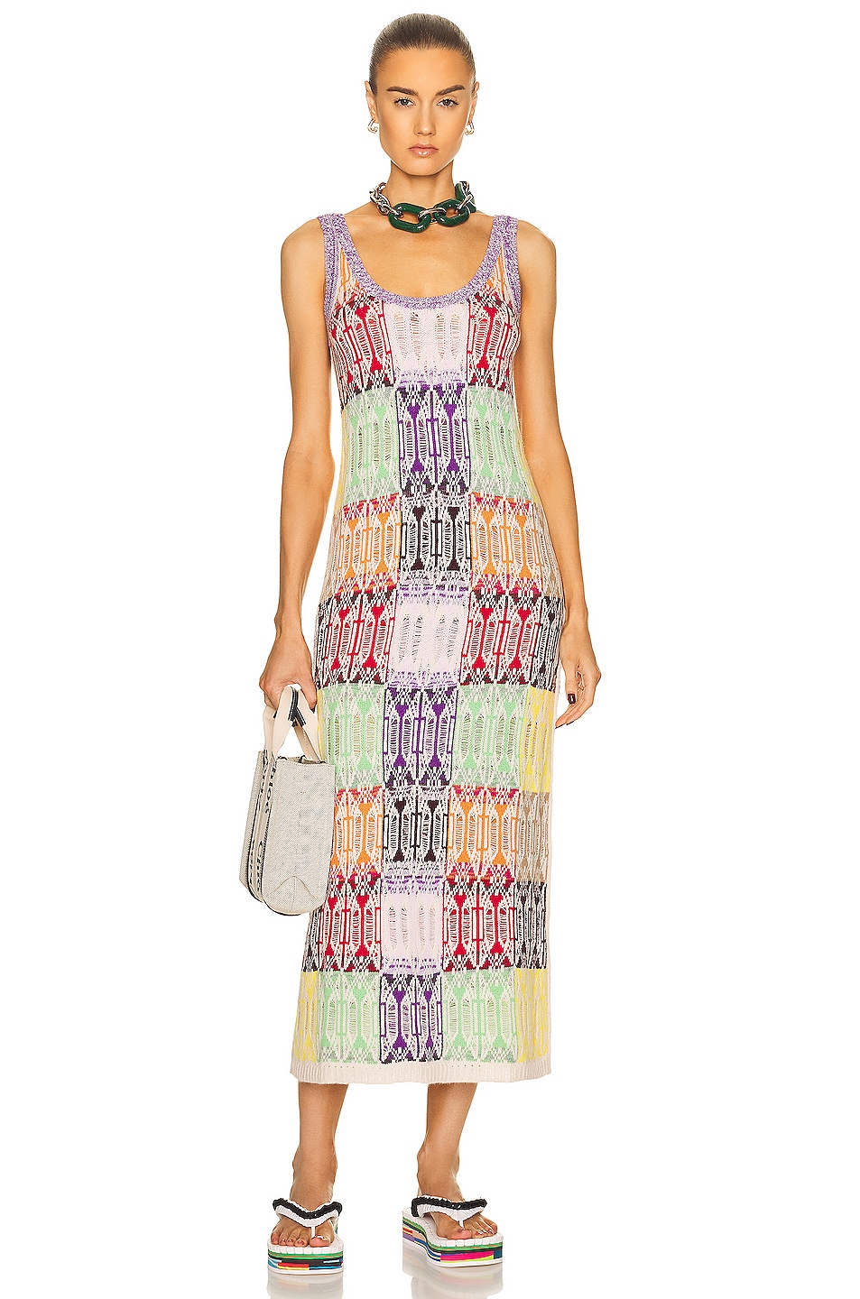 Image 1 of Chloe Art Deco Jacquard Dress in Multicolor