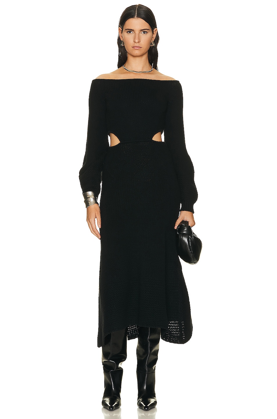 Image 1 of Chloe Cashmere Wool Long Sleeve Dress in Black
