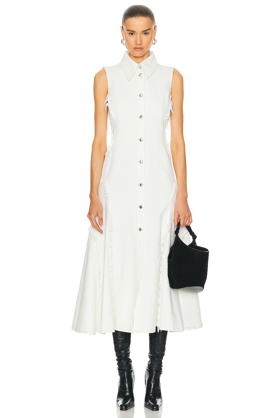 Image 1 of Chloe Button Down Dress in White