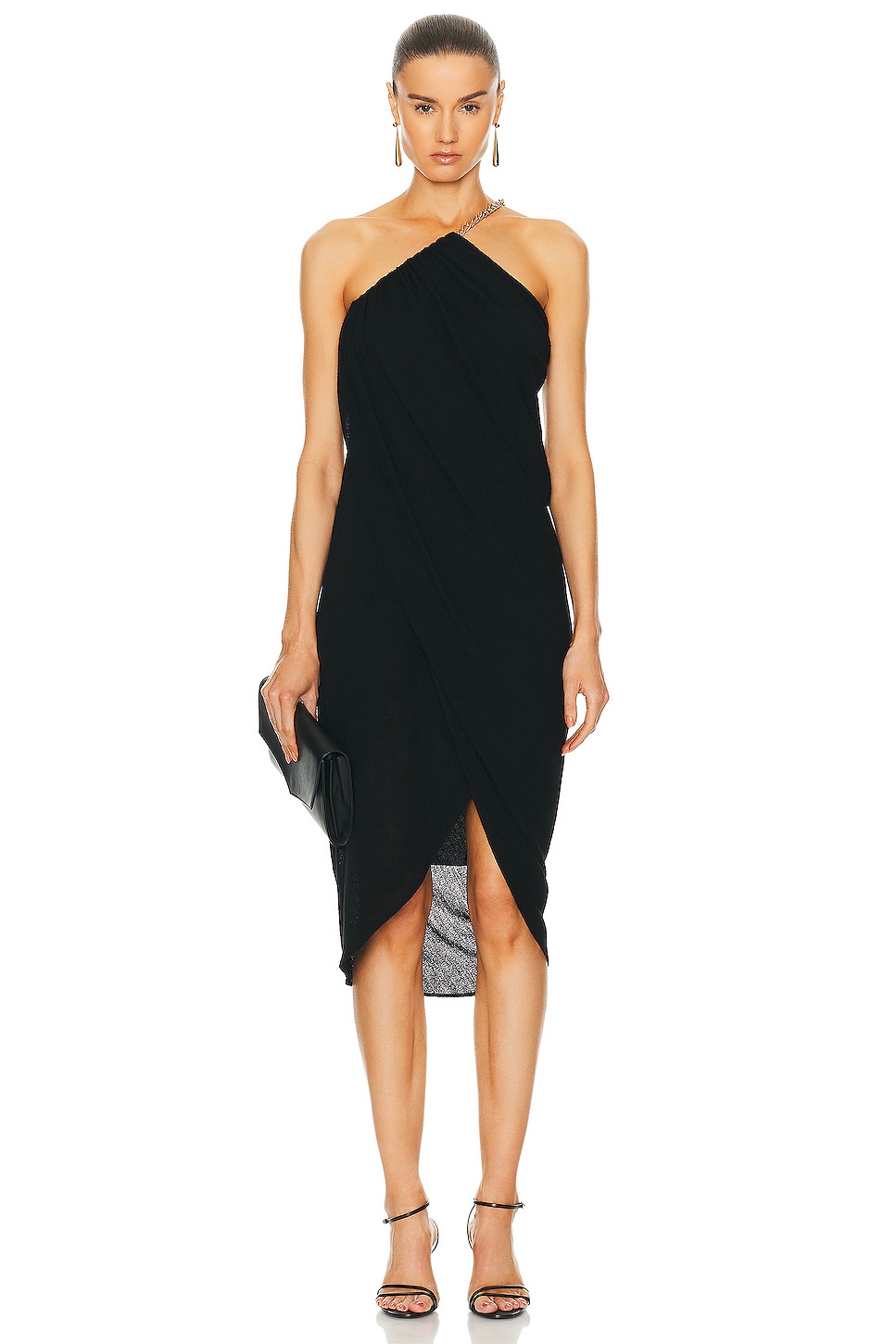 Image 1 of Chloe Asymmetric Chain Dress in Black