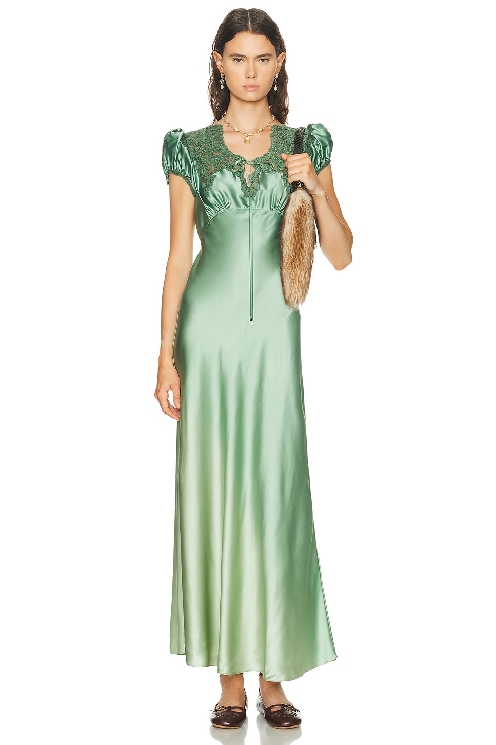 Image 1 of Chloe Slip Dress in Blurred Green