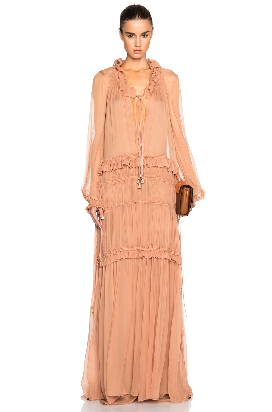 Image 1 of Chloe Silk Crepon Gown in Tea Pink