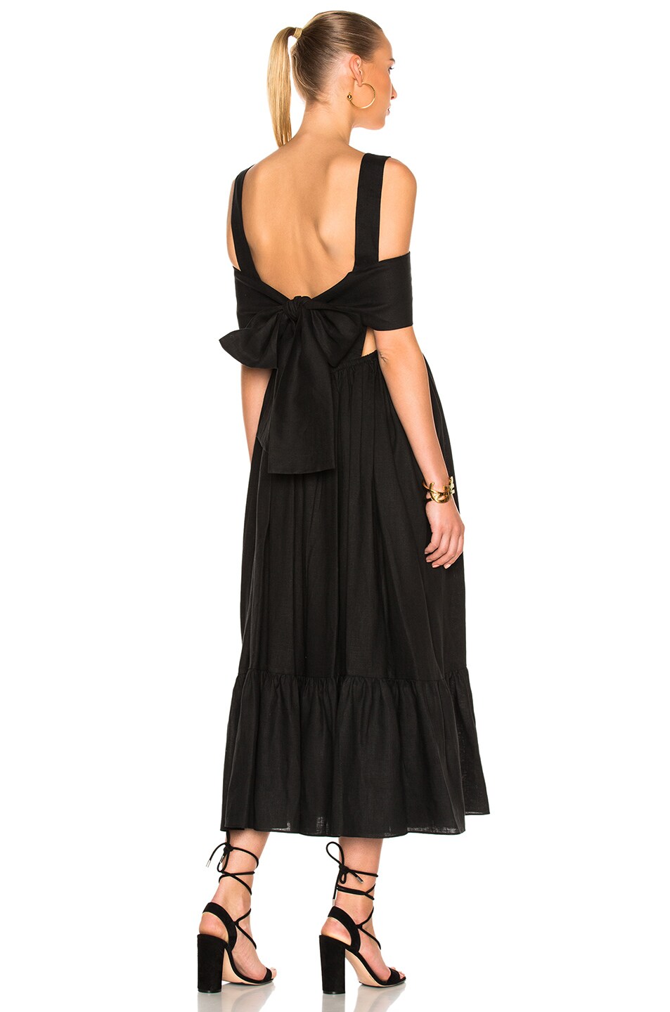 Image 1 of Chloe Linen Canvas Maxi Dress in Black