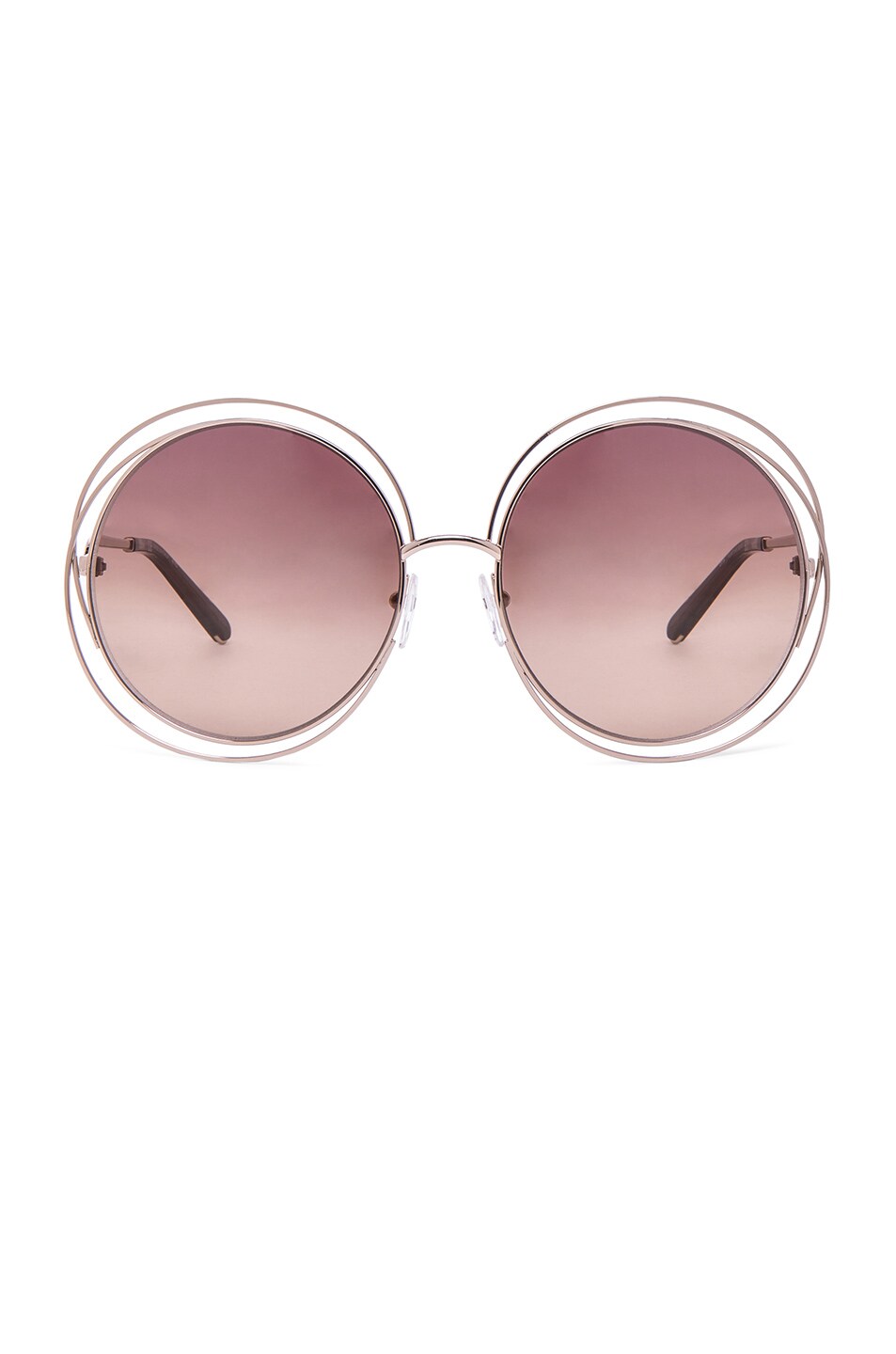 Image 1 of Chloe Carlina Circle Sunglasses in Rose Gold & Brown