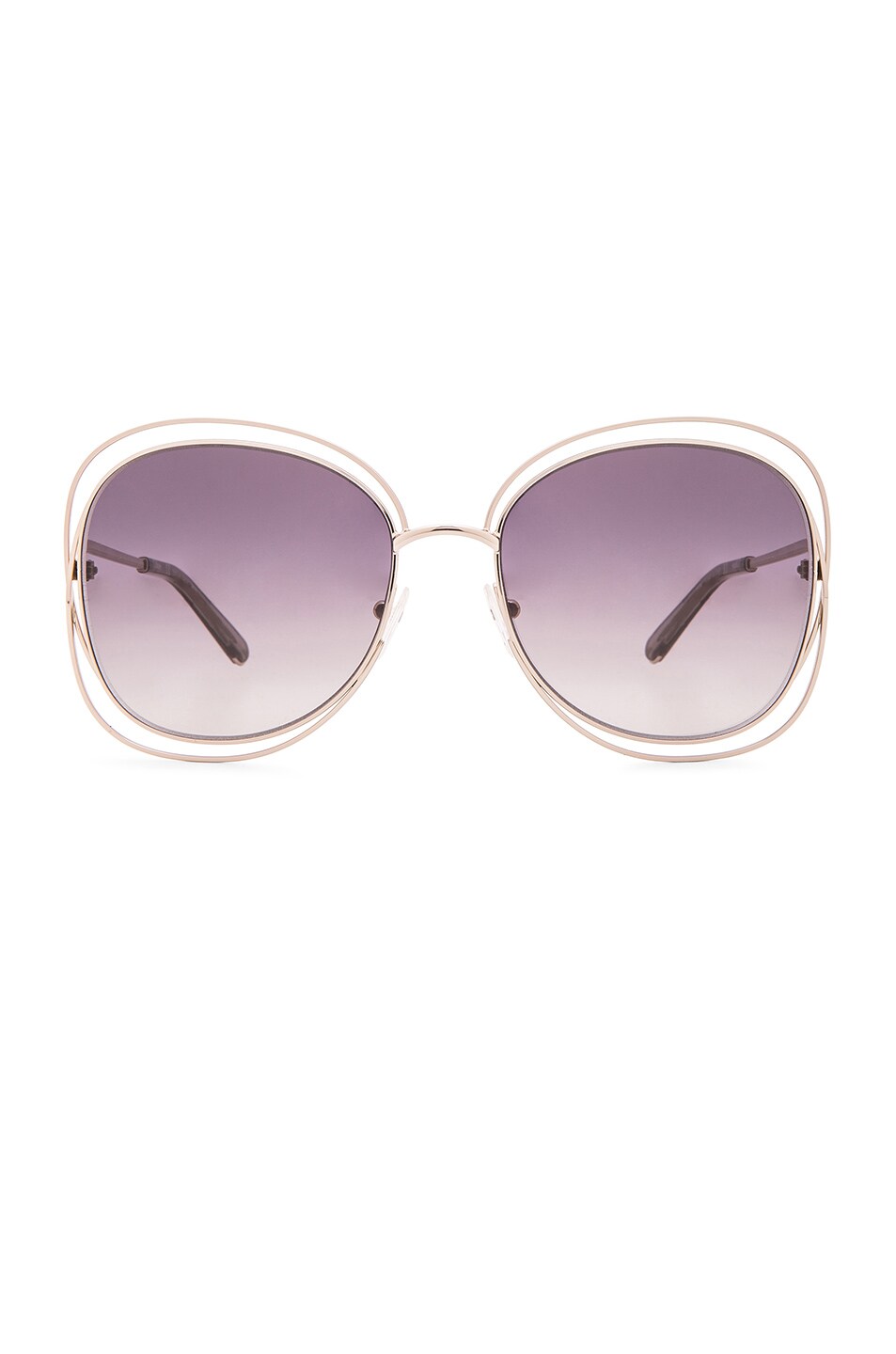 Image 1 of Chloe Carlina Square Sunglasses in Gold & Light Grey