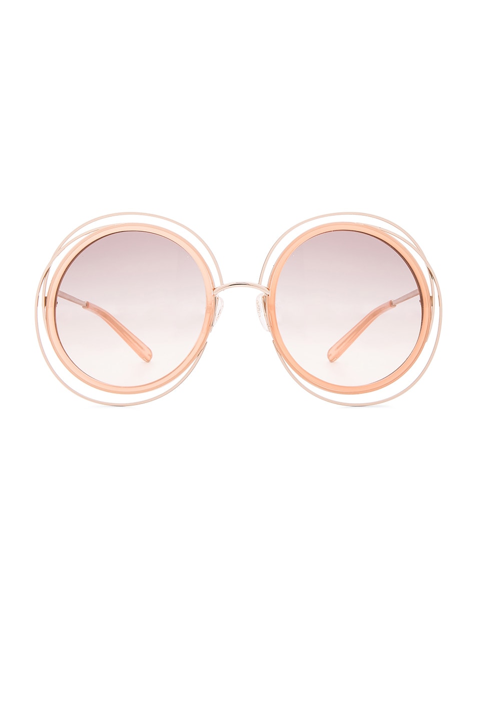 Image 1 of Chloe Carlina Circle Sunglasses in Gold & Transparent Peach