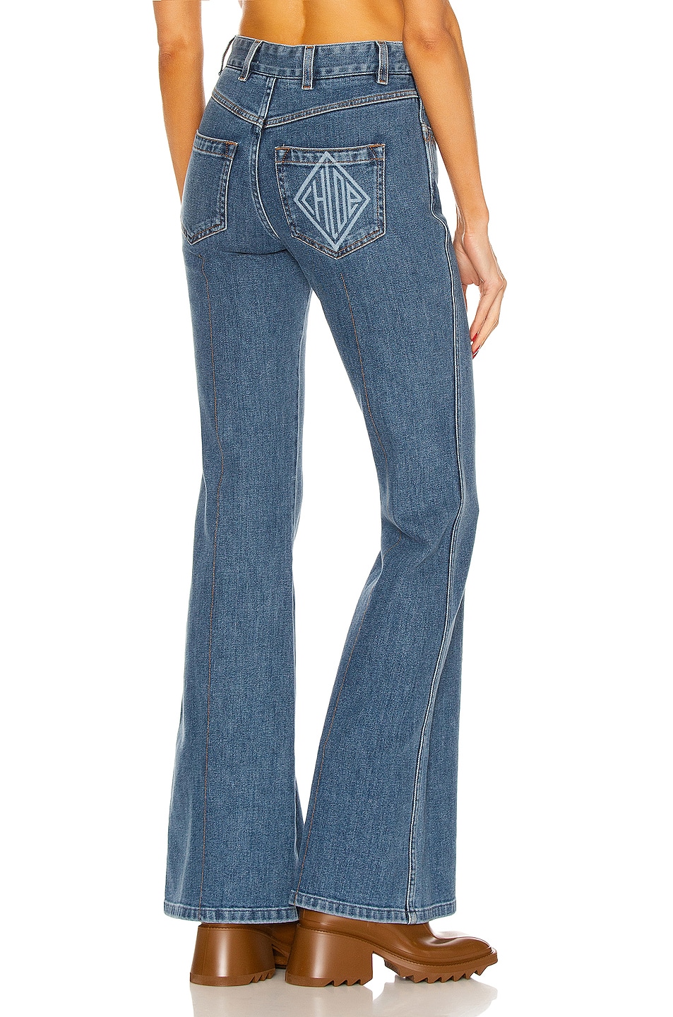 Image 1 of Chloe Mid Rise Boot Cut Jean in Moonlight Blue