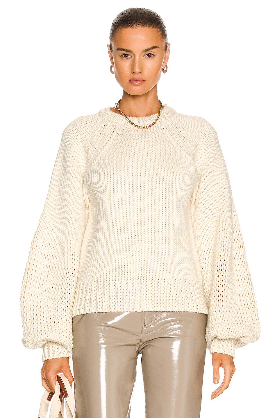 Image 1 of Chloe Chunky Wool Blend Knit Sweater in Papyrus White