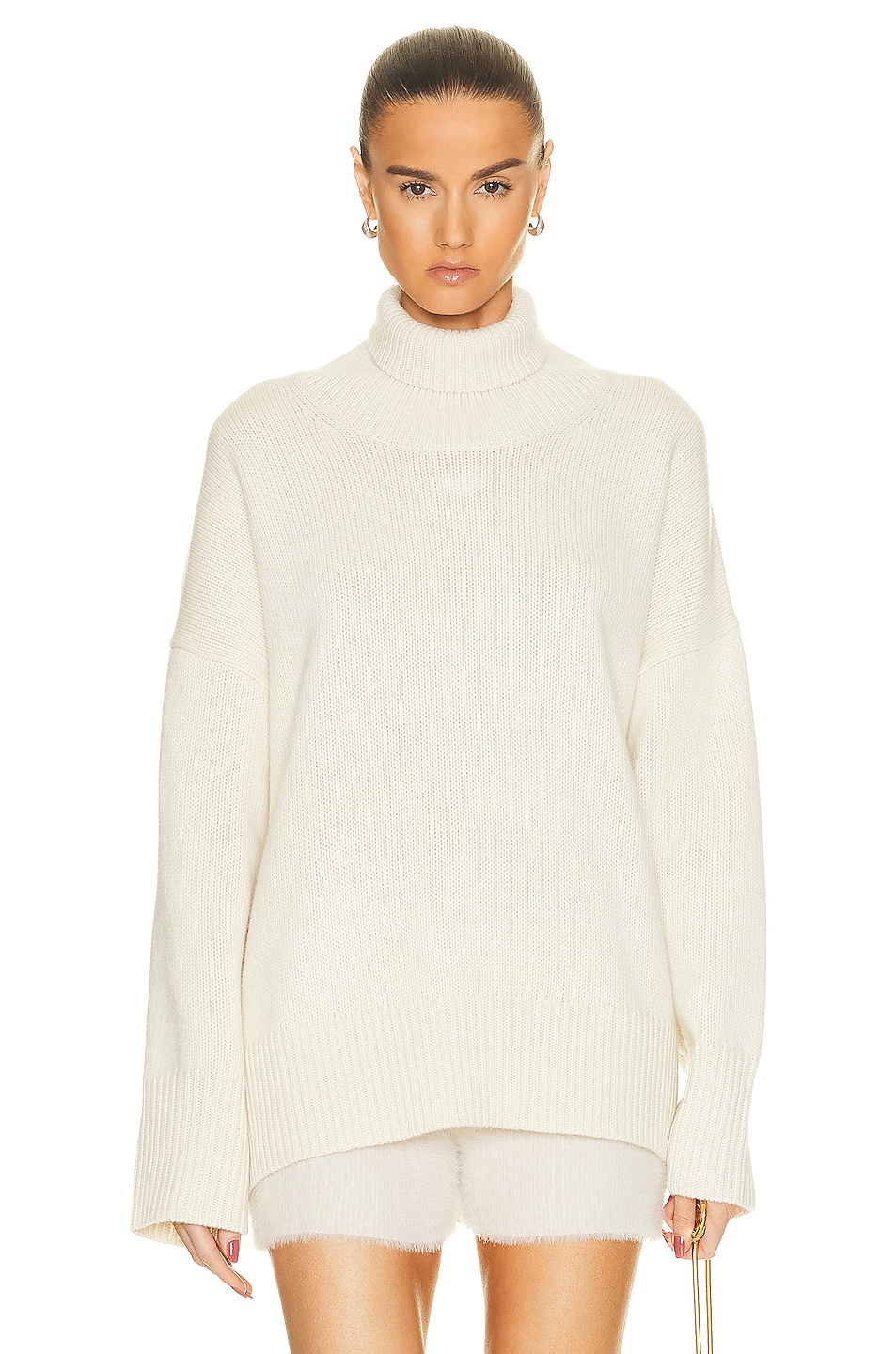 Image 1 of Chloe Cashmere Turtleneck Sweater in White Powder
