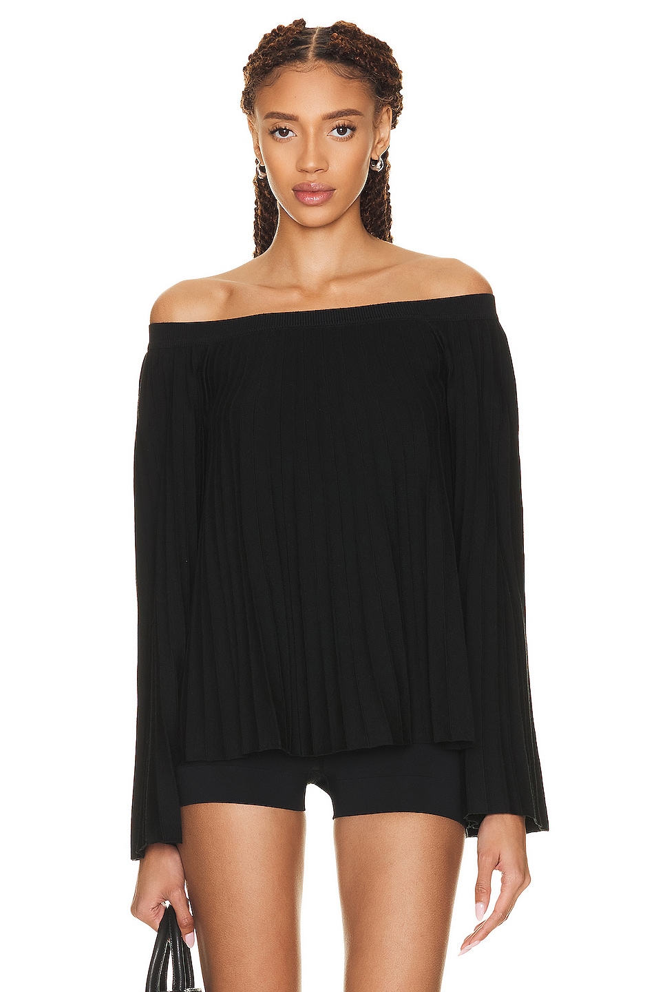 Image 1 of Chloe Off the Shoulder Long Sleeve Sweater in Black